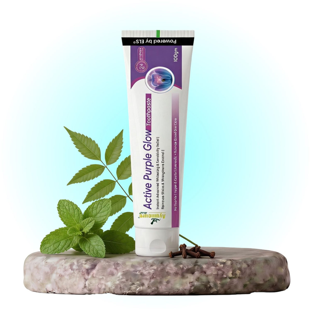 Active Purple Glow Whitening Toothpaste | Fluoride-Free, SLS-Free | Ayurvedic