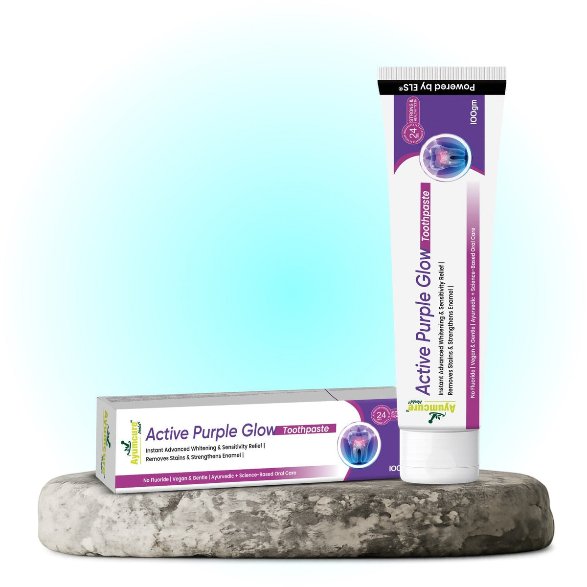 Active Purple Glow Whitening Toothpaste | Fluoride-Free, SLS-Free | Ayurvedic