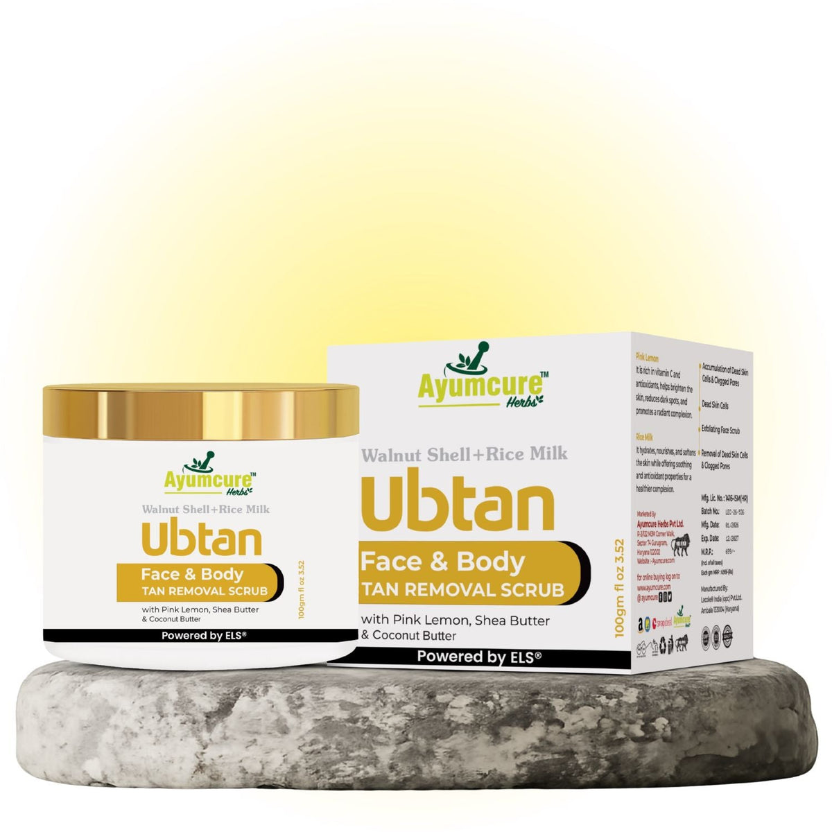 Ubtan Tan Removal Scrub | Walnut, Rice Milk & Shea Butter | Brightens Skin | Unisex