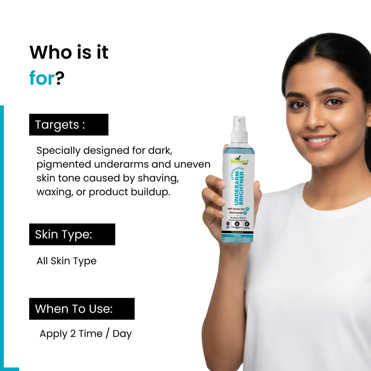Underarm Brightening Spray – Niacinamide & Glycolic Acid | Fades Dark Spots | Unisex