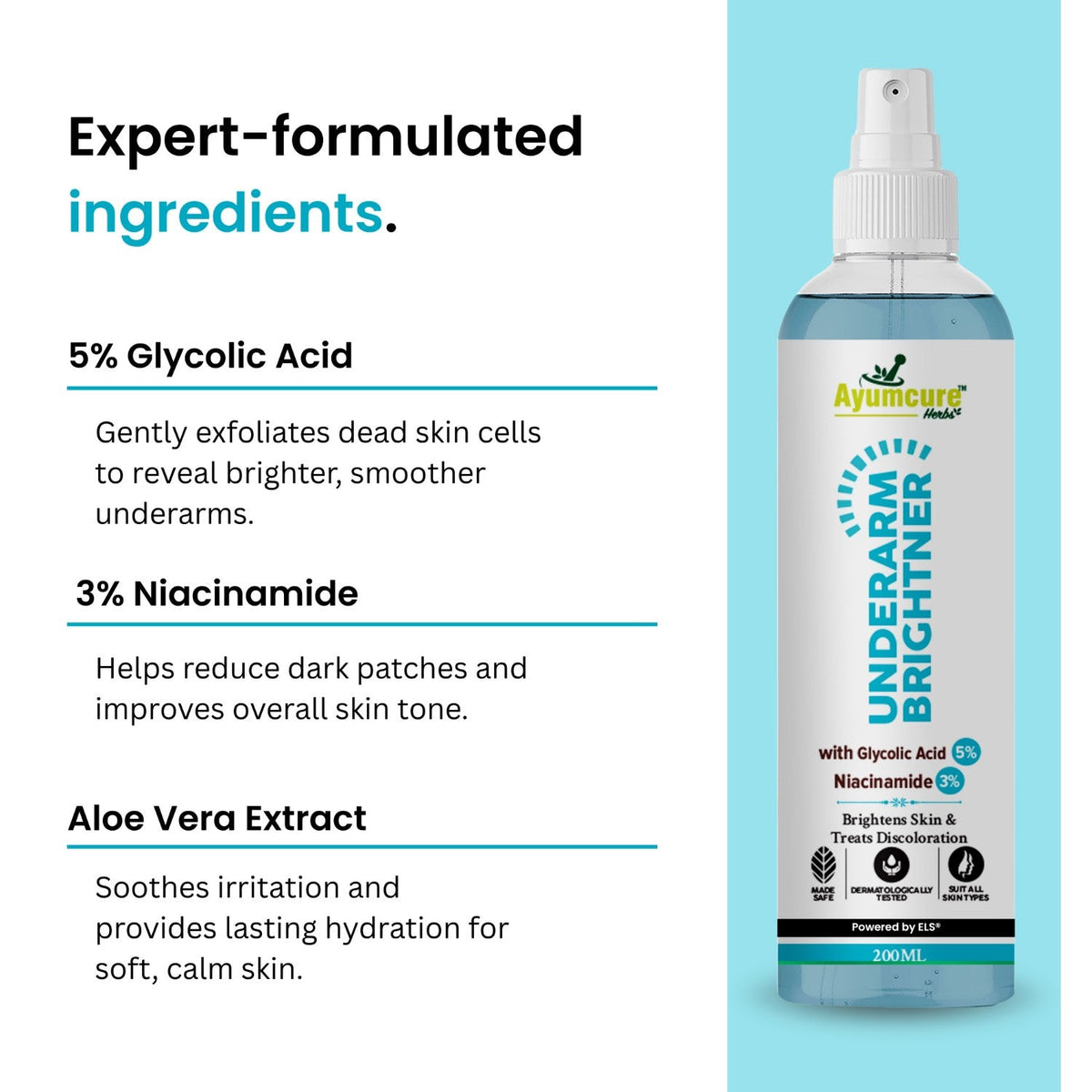 Underarm Brightening Spray – Niacinamide & Glycolic Acid | Fades Dark Spots | Unisex