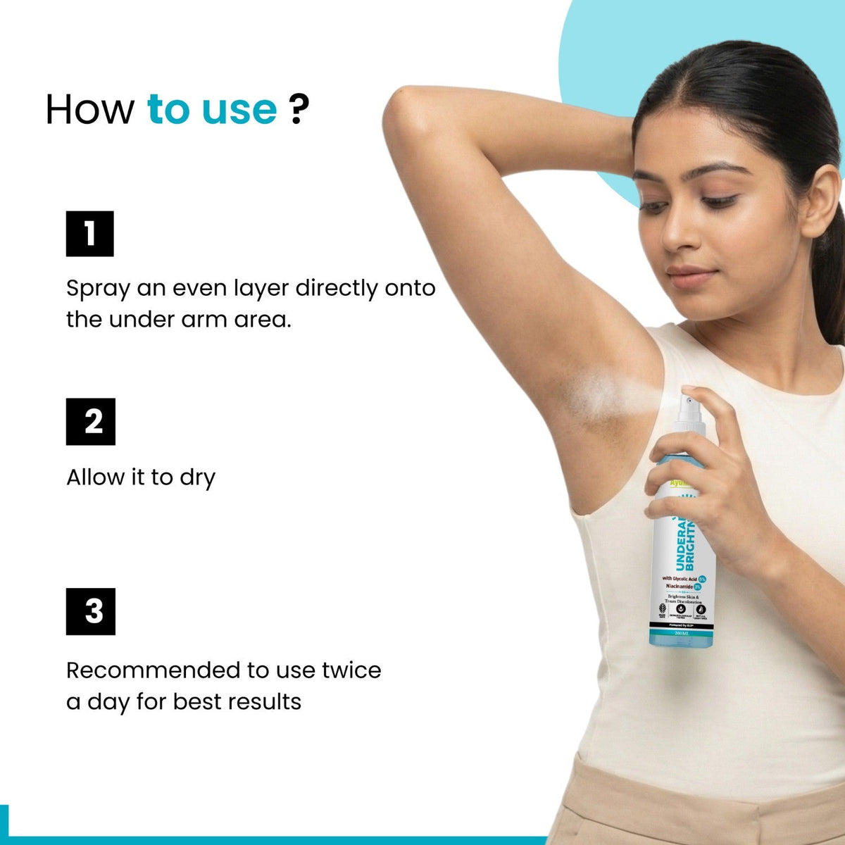 Underarm Brightening Spray – Niacinamide & Glycolic Acid | Fades Dark Spots | Unisex