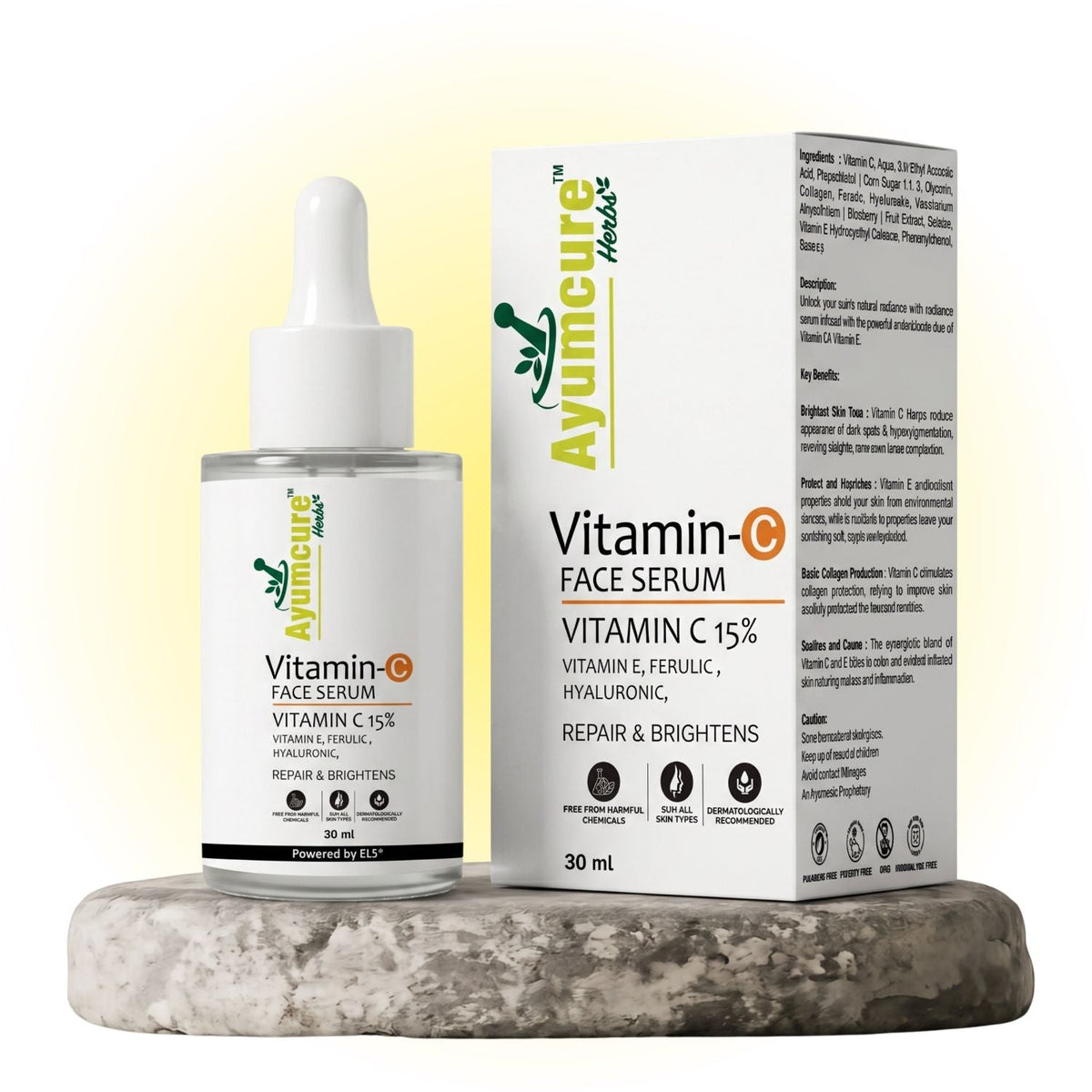 Vitamin C Face Serum | Ferulic Acid, Hyaluronic Acid & Vit E | Anti-Aging | Unisex