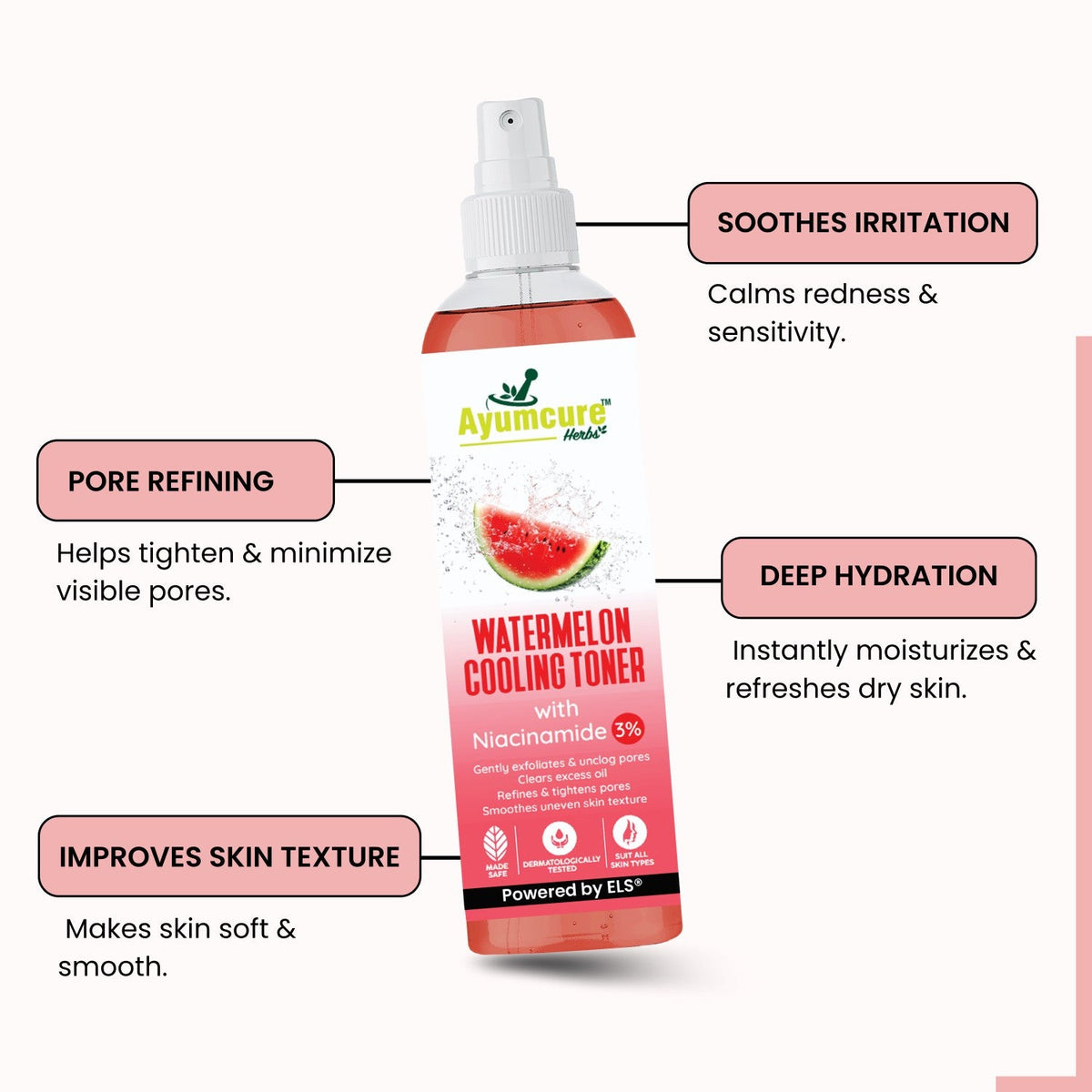 Watermelon Cooling Toner – 3% Niacinamide | Unclogs Pores & Refines Texture | Unisex