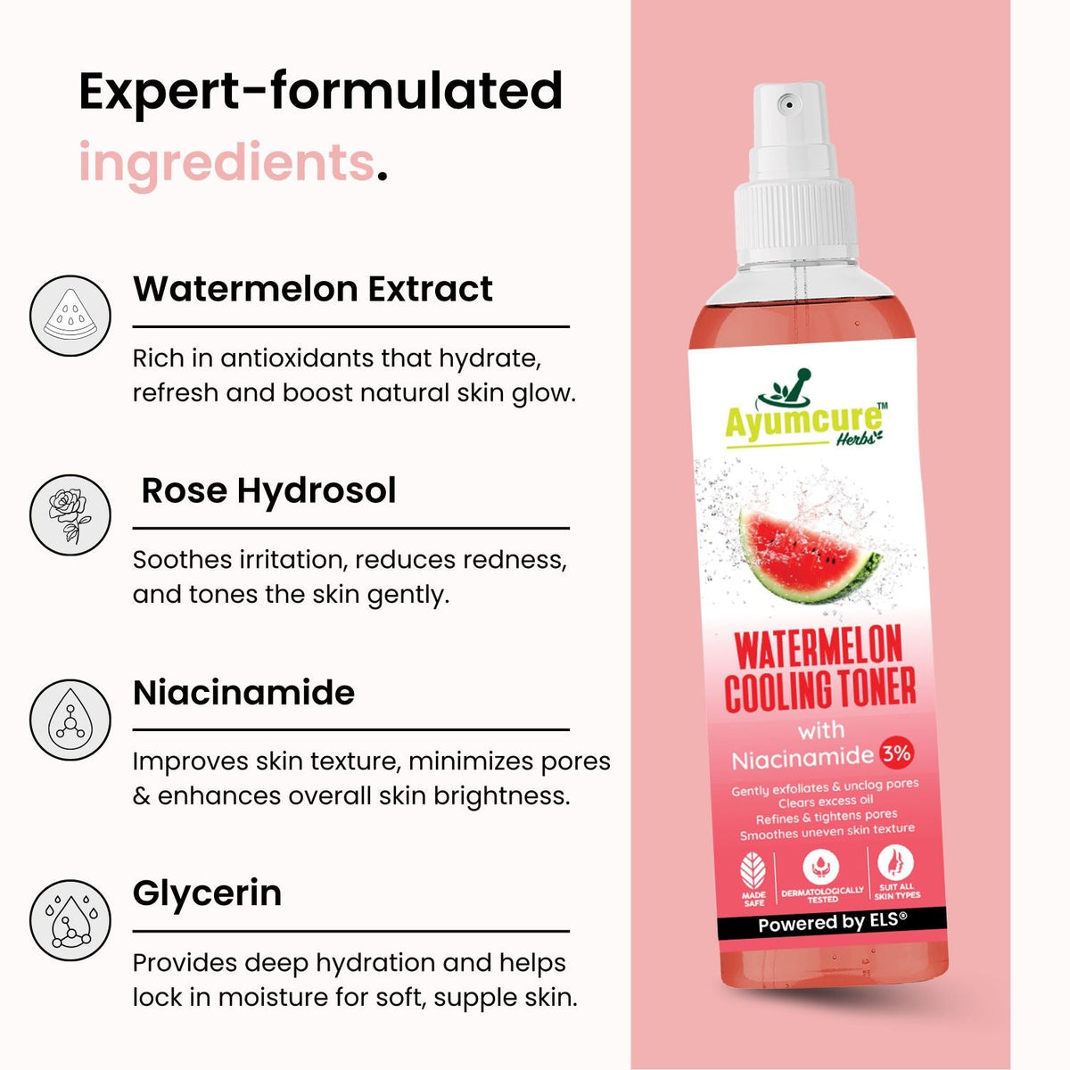 Watermelon Cooling Toner – 3% Niacinamide | Unclogs Pores & Refines Texture | Unisex