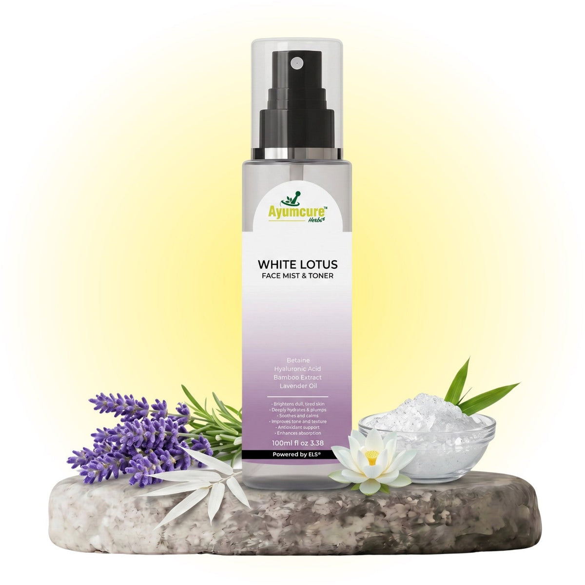 White Lotus Hyaluronic Face Mist & Toner – Bamboo Extract & Lavender | Hydrates Skin | Unisex