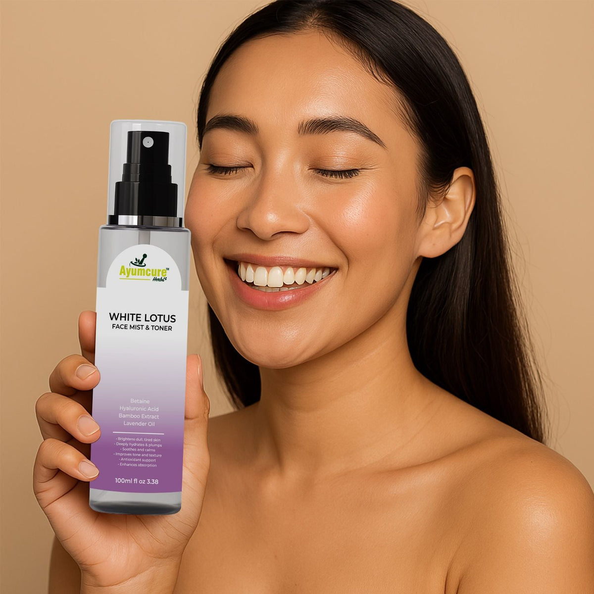 White Lotus Hyaluronic Face Mist & Toner – Bamboo Extract & Lavender | Hydrates Skin | Unisex