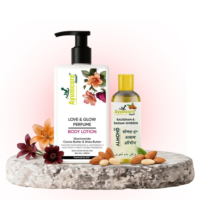 Winter Combo: Love & Glow Perfume Body Lotion + Almond Oil | Deep Moisturization | Unisex