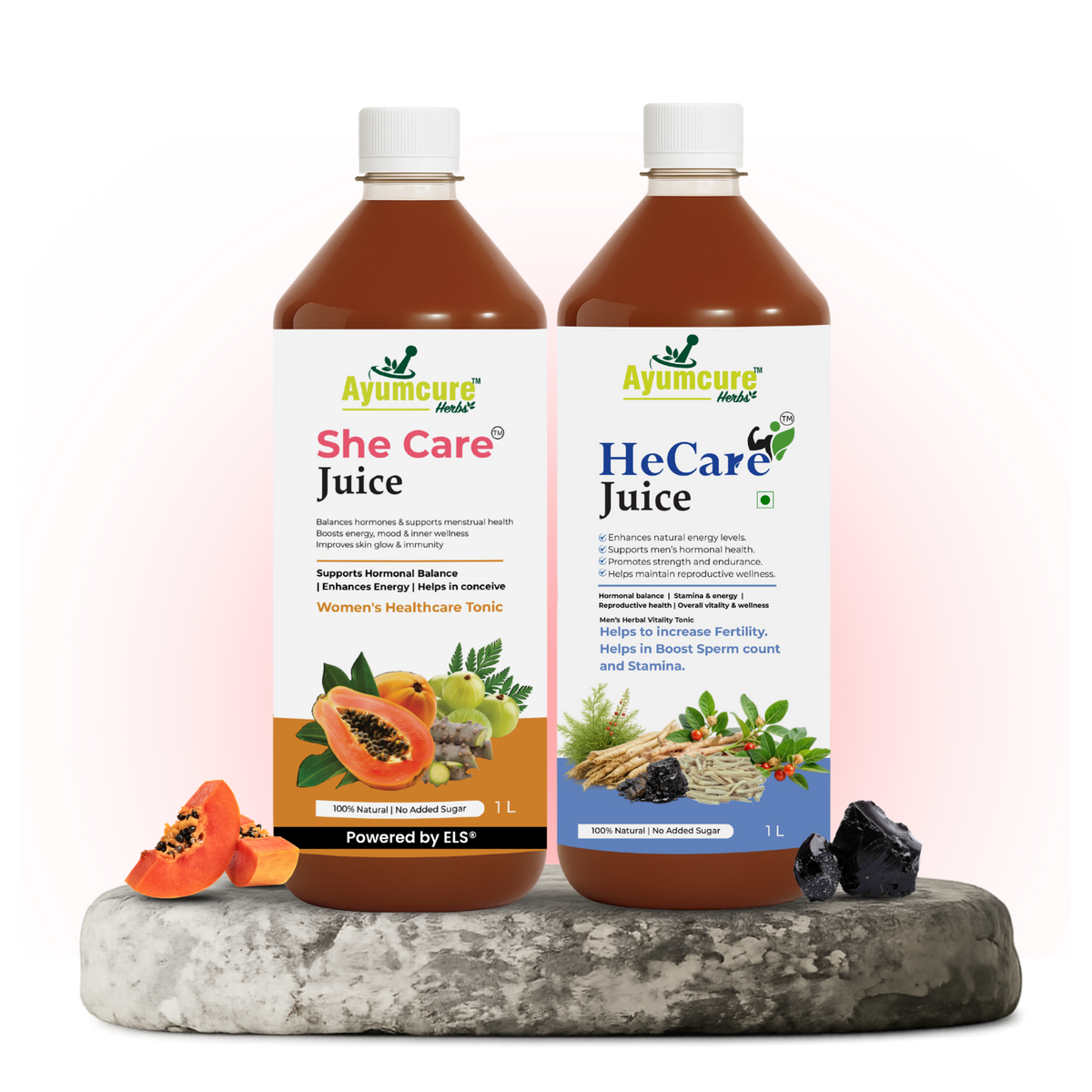 HeCare + SheCare Ayurvedic Couple Wellness Juice Combo | Men & Women