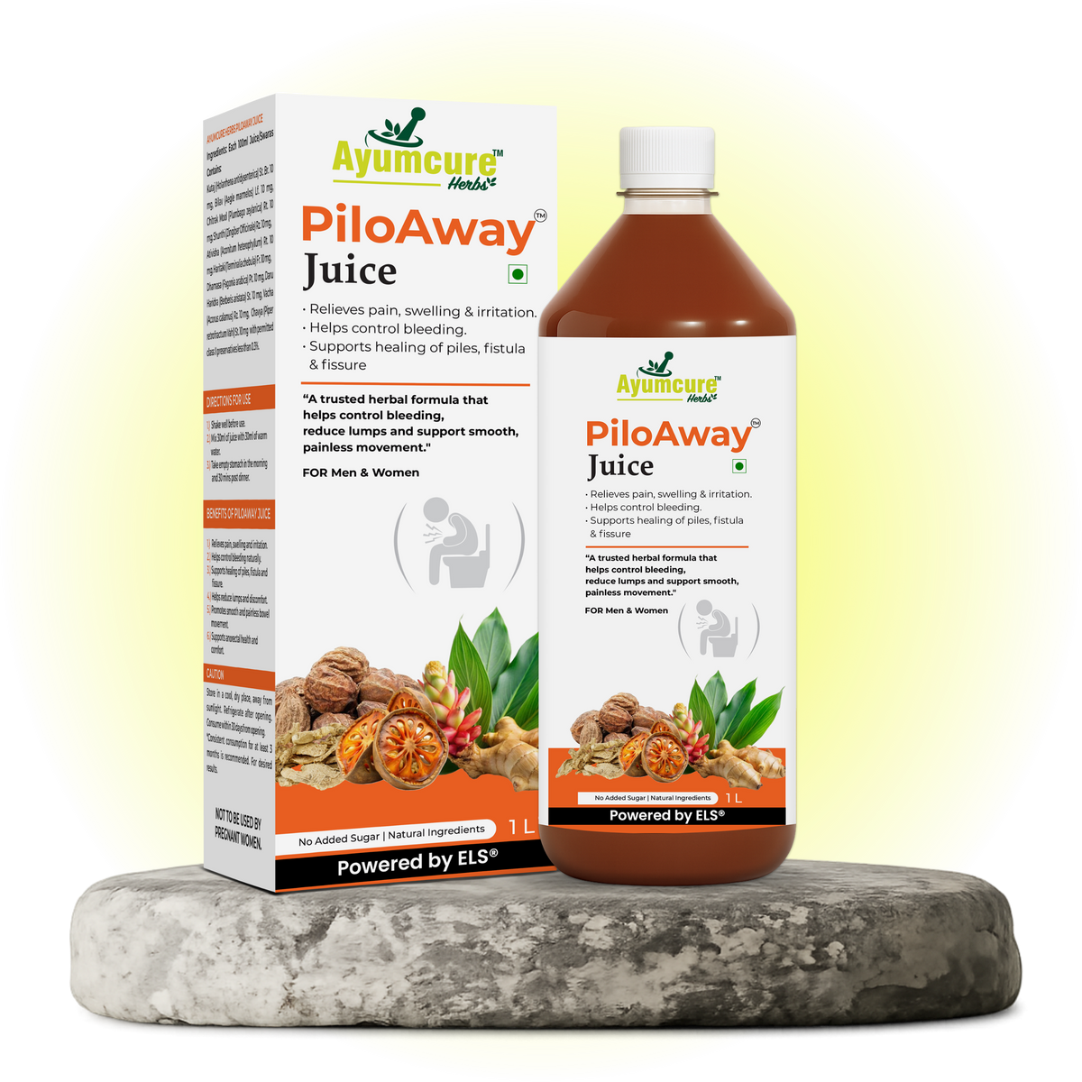 PiloAway Ayurvedic Piles Care Juice, Bleeding, Pain & Swelling Relief, Men & Women