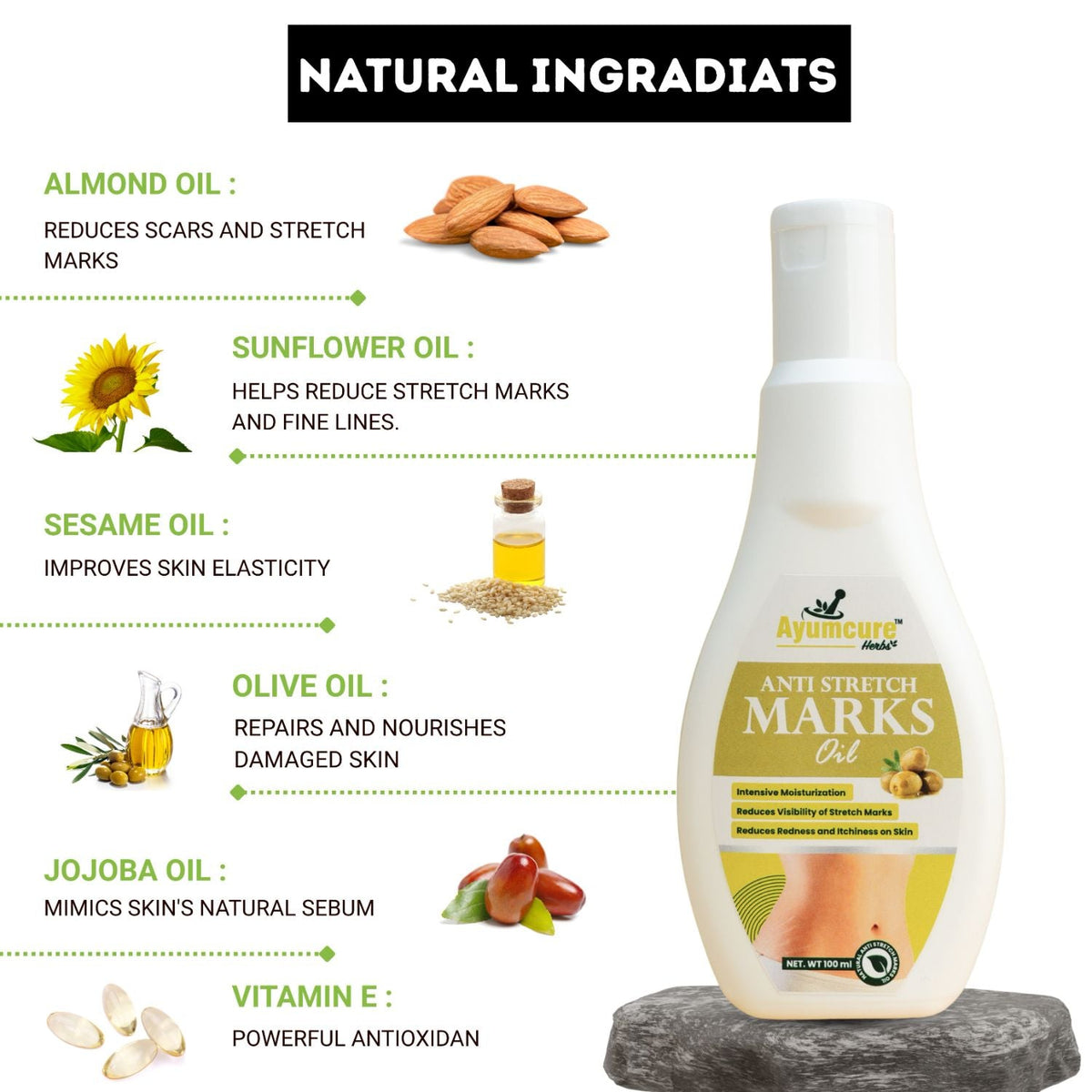 Stretch Mark Solution Oil | Scar Removal & Skin Elasticity | For Women